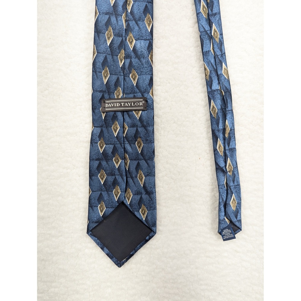 David Taylor Blue Diamond Pattern Necktie‎ Business Career Formal